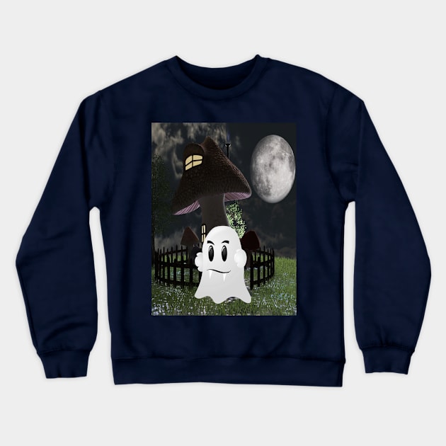 Halloween fanged ghost Crewneck Sweatshirt by Welshsparkle